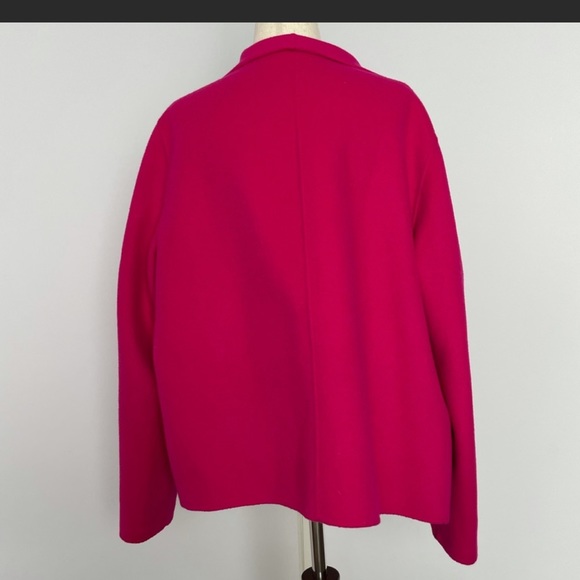 Hot Pink Wing Collar Wool Jacket - Solid - Open Front - Bright - Picture 3 of 16